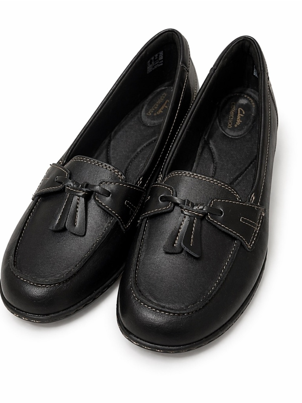 Clarks Ashland Bubble Black Leather Tassel Loafers for Women 11W NWOT